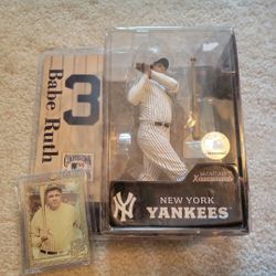 Babe Ruth Action Figure & Baseball Card