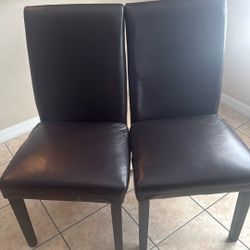 Two Dining Table Chairs (dark Brown)