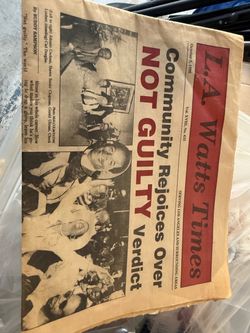 L.A watts times O.J not guilty newspaper 1995
