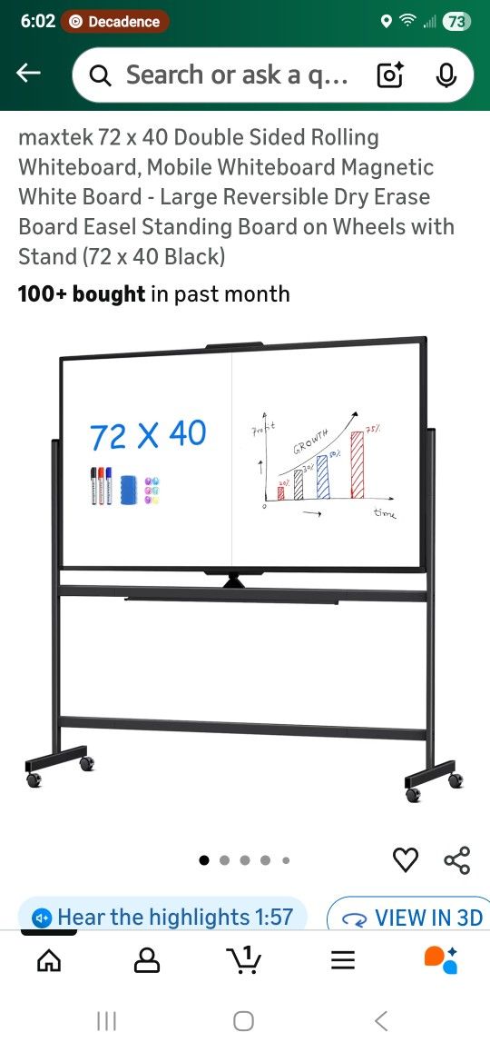 Double Sided Rolling Whiteboard Magnetic 