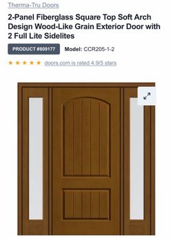 Brown Fiberglass Entry Door with Glass Panel