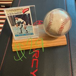 $29 Steve Garvey Plaque With Signed Baseball Card And Game Used Baseball