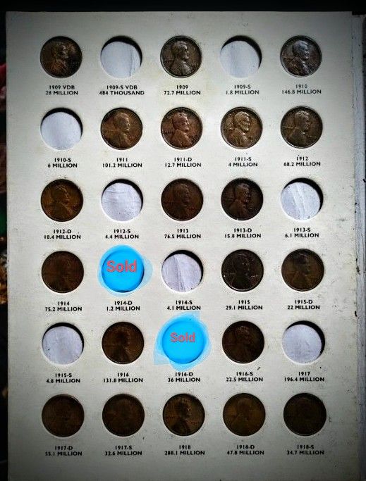 Rare! 1909 VDB thru 1940-S Lincoln Wheat Penny Collection