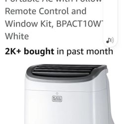 BLACK+DECKER 10,000 BTU Portable Air Conditioner for Rooms up to 450 Sq. with Remote Control, White