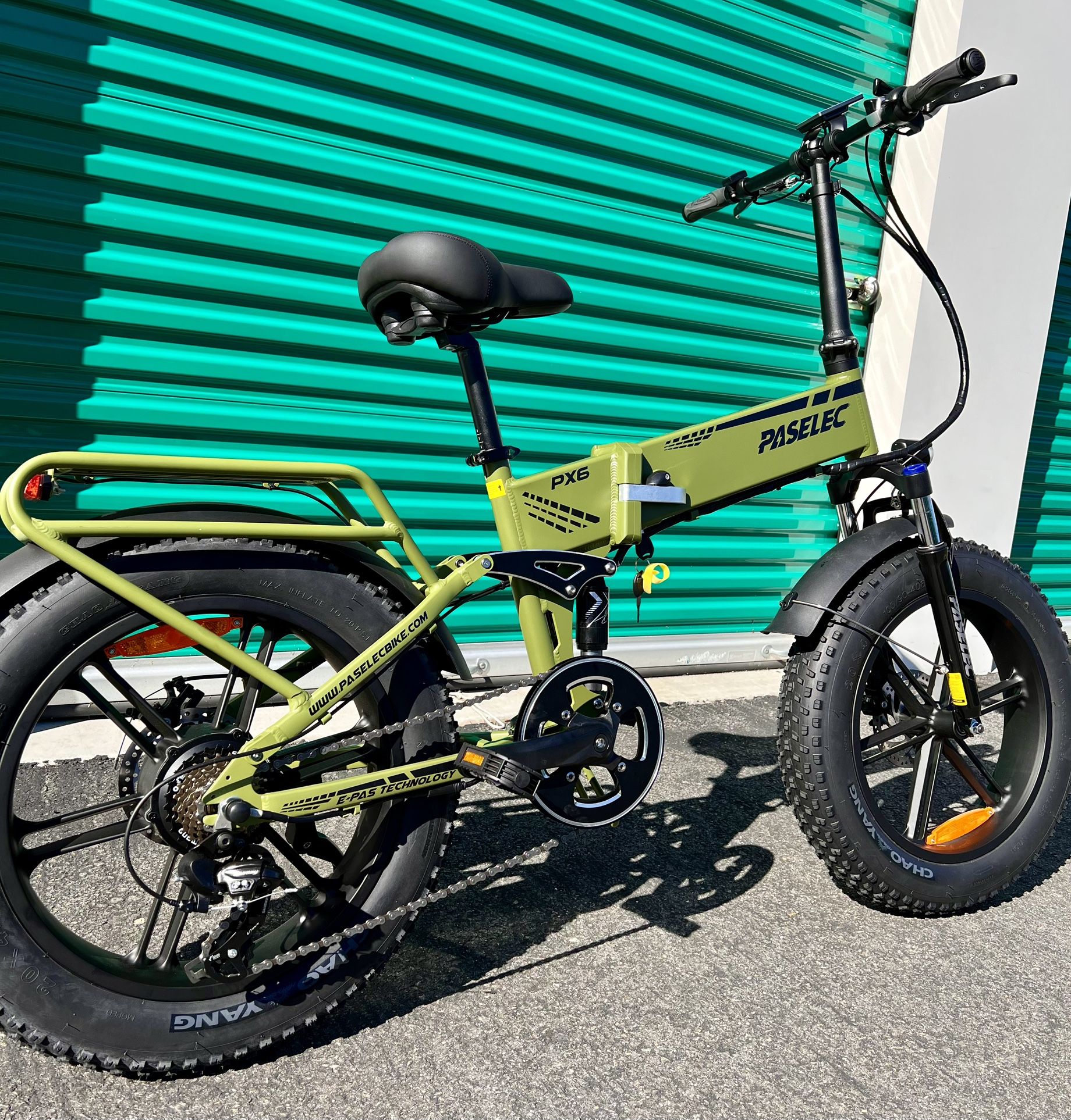 ✅ BRAND NEW - 1000 Watt Electric Folding Bike, Power regen Tech, Fat Tire, Full Suspension(Black-OR-Army Green)PX6 Pro Paselec ⚡️