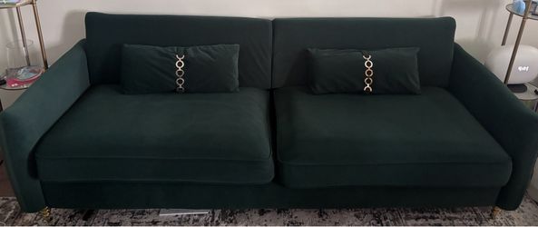 Modern Green Velvet Couch, 85.43"