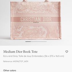 Pink Medium Dior Book Tote Bag
