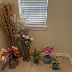 Vases with flower arrangements