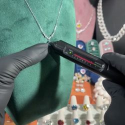 1 CT Baby Blue Diamond Tested With Chain