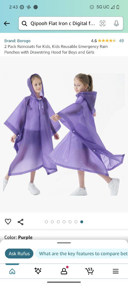  Pack Raincoats for Kids, Kids Reusable Emergency Rain Ponchos with Drawstring Hood for Boys and Girls