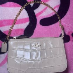 cream color coach bag