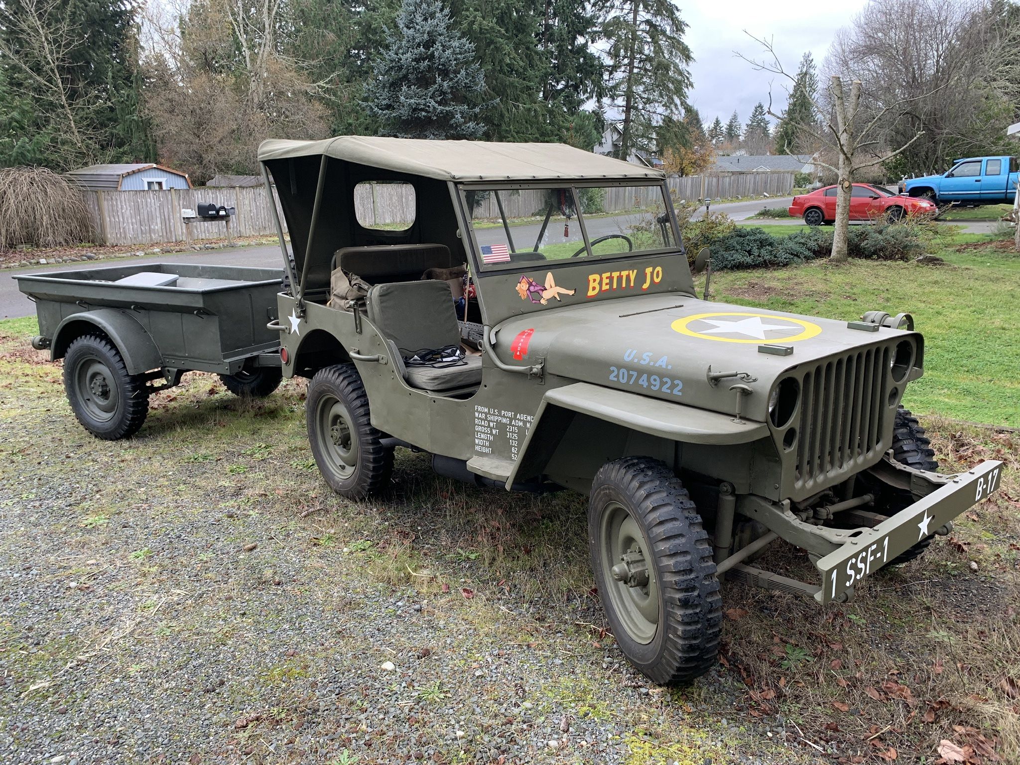 1942 Willys MB WWII Army Jeep With Bantam Trailer
