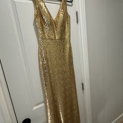 Gold Sequence Bridesmaid Dress 