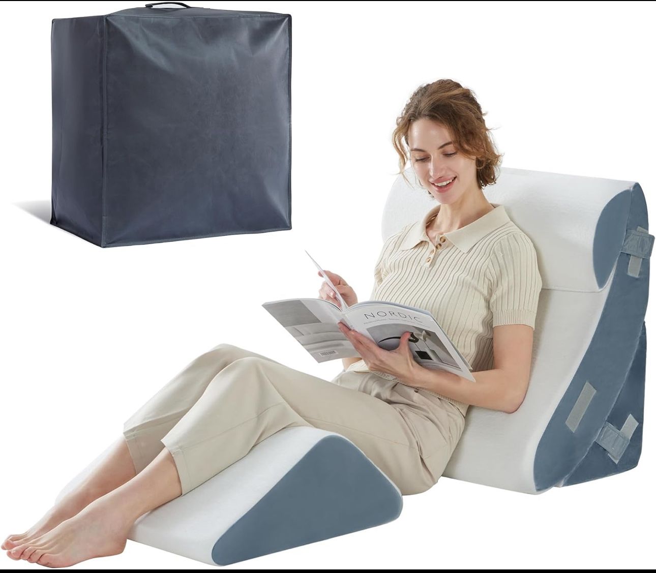 4pcs Orthopedic Bed Wedge Pillow for Sleeping, Memory Foam Pillows Set for Post Surgery, Back and Leg Pain Relief, Triangle Adjustable Support Pillow