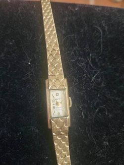 Caravelle by Bulova Ladies' Mechanical Tank Watch Scallop Band AS IS