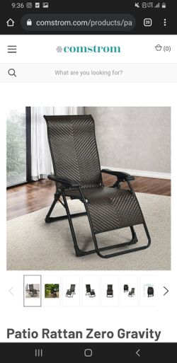 Patio Rattan Zero Gravity Lounge Chair Folding Recliner Adjustable W/Headrest