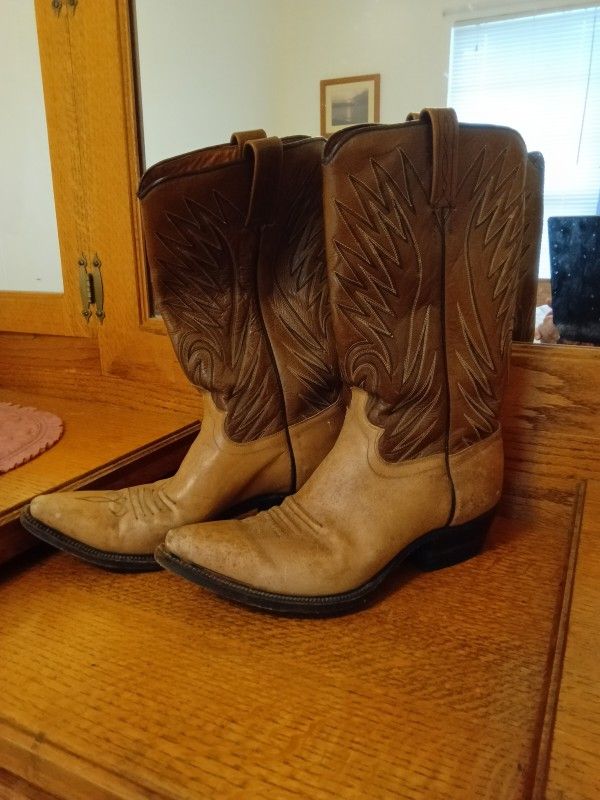 Vintage Dan Post Lizard Skin And Brown Leather Boots