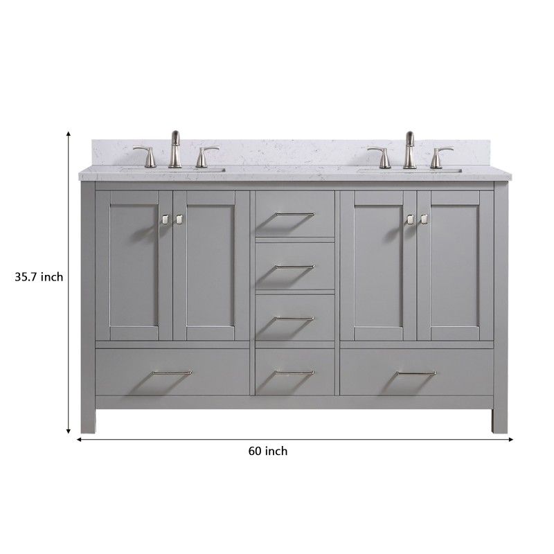 60 inch Cultured Marble Top Gray Bathroom Vanity Set 10060 Clearance
