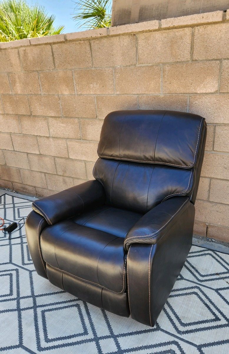 Barcalounger Columbia Leather Power Glider Recliner with Power Headrest