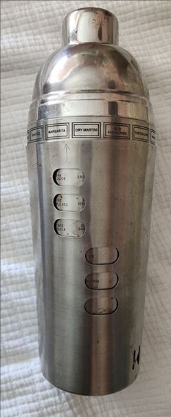 “Dial-A-Drink" Cocktail Shaker Art Deco 4 Piece Recipe Mixer