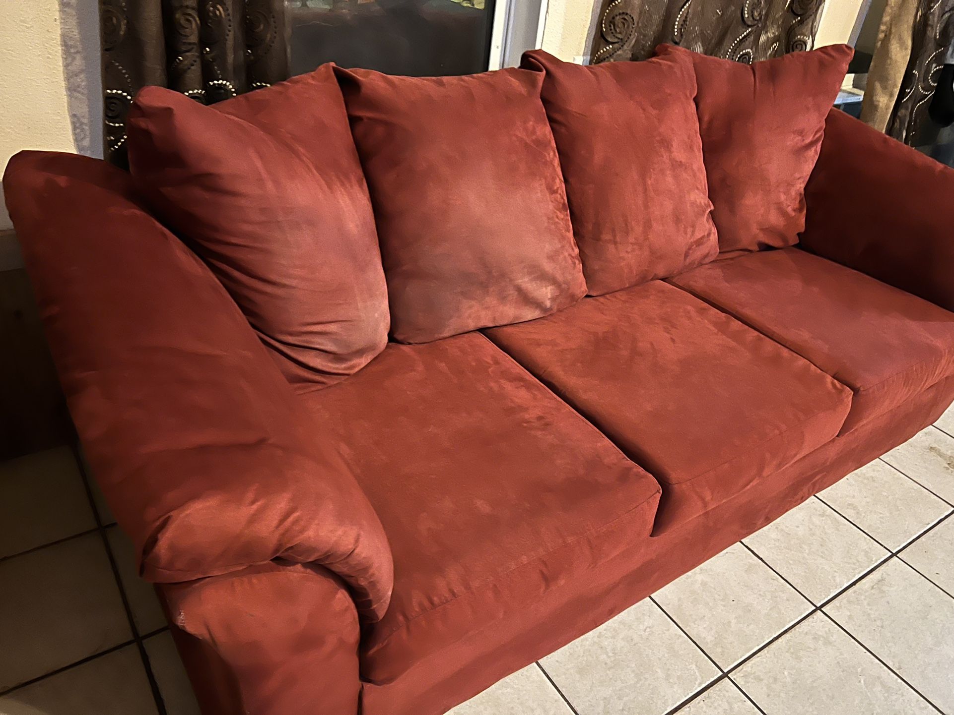 Red clearance microfiber loveseat