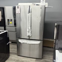 GE Stainless Steel French Door Refrigerator With An Optional Internal Water Dispenser And Ice Maker In Freezer💥Deals💥