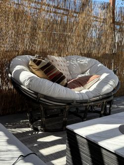 World Market Rattan Double Papasan Chair And Cushion