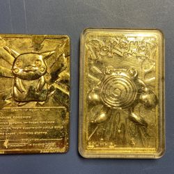 Pokemon PIKACHU Trading Card Bar 23K Gold Plated - Burger King 1999