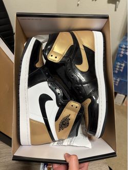 Size 11 - TRIED ON Air Jordan 1 Retro High NRG Patent Gold Toe Black