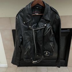 Vintage Brooks Leather Motorcycle Harley Davidson Jacket-Size 42  