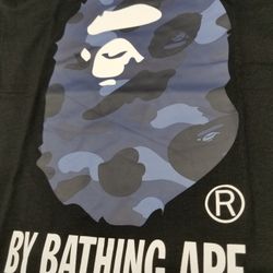 BAPE Blue Camo Big Ape Head Black Tee