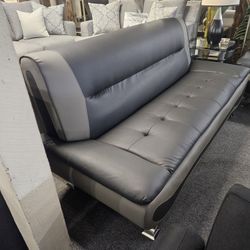 Brand New Black/Gray Faux Leather Sofa