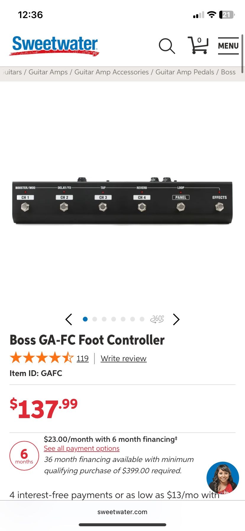 Boss GA FC Foot Controller Pedal