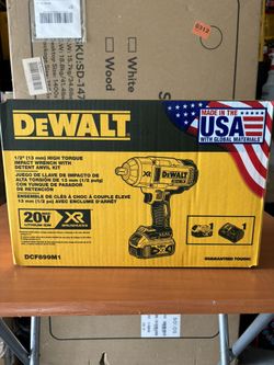 DEWALT XR BRUSHLESS 1/2 HIGH TORQUE IMPACT WRENCH WITH DETÉN ANVIL KIT ( 1 Battery + Charger )