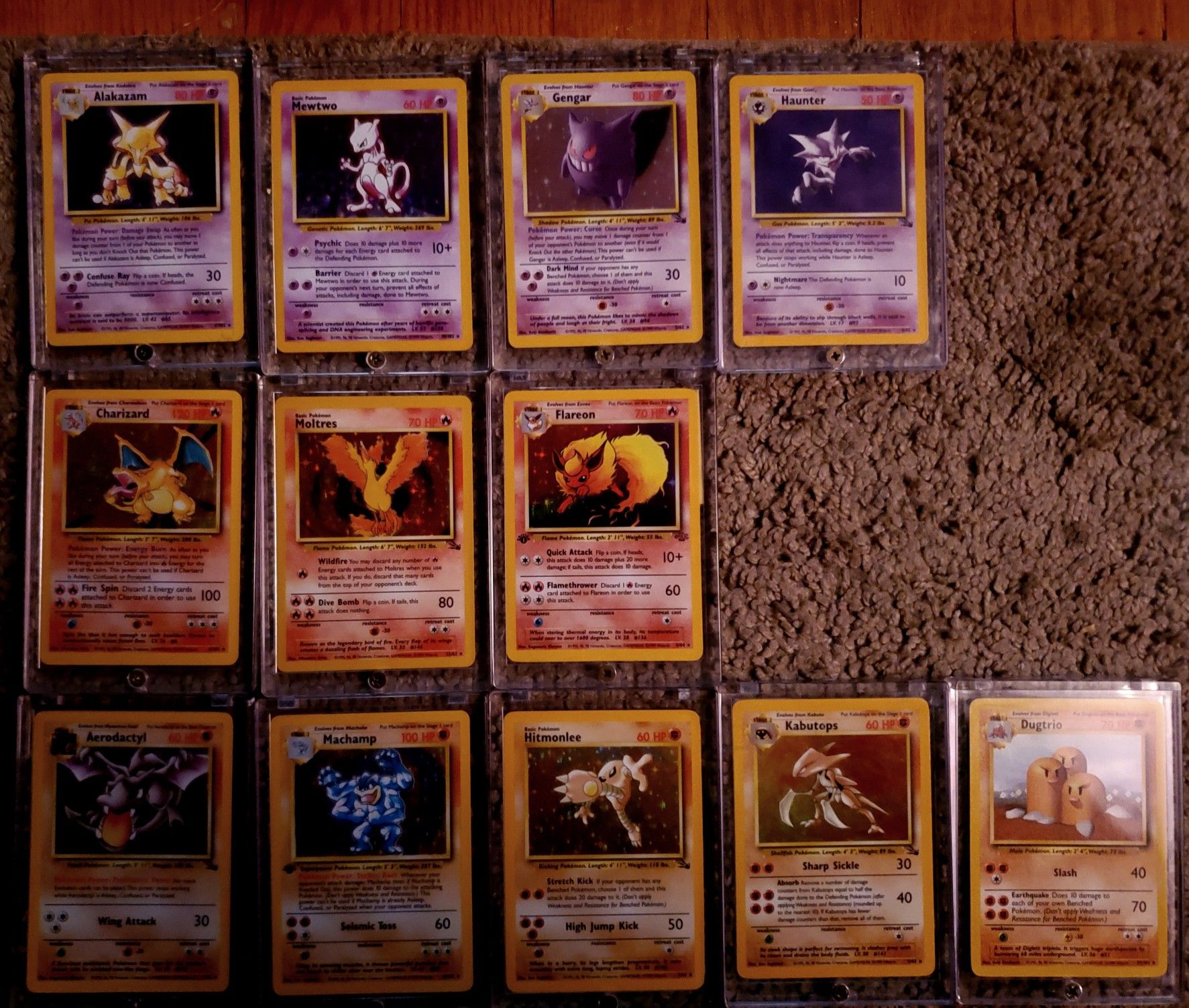 Pokemon Card Set all perfect condition in sleeves. ALL Holos in hard plastic cases.