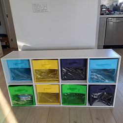 White 8-Cube Storage Organizer with Color Bins
