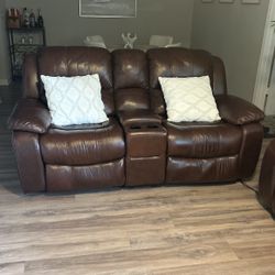 Brown Recliner Leather sofa 