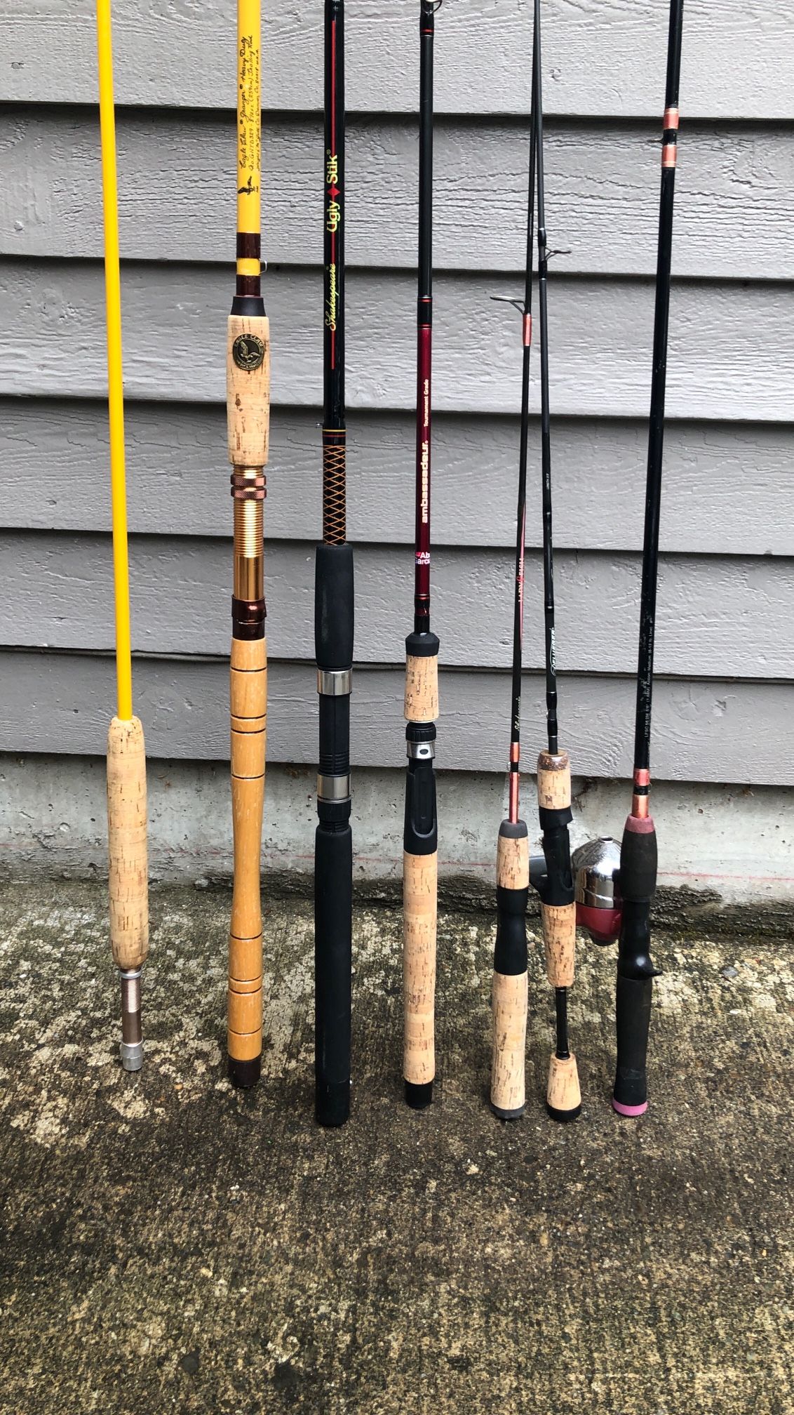 Lot Of 7 Fishing Poles Abu Garcia Shakespeare 