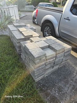 Gray concrete pavers