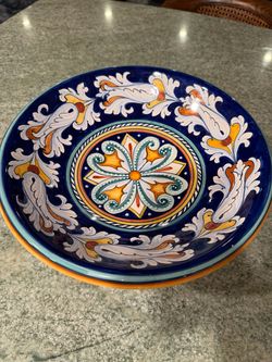 Hand Painted Italian Deruta Pedestal Bowl – Beautiful Majolica Pottery