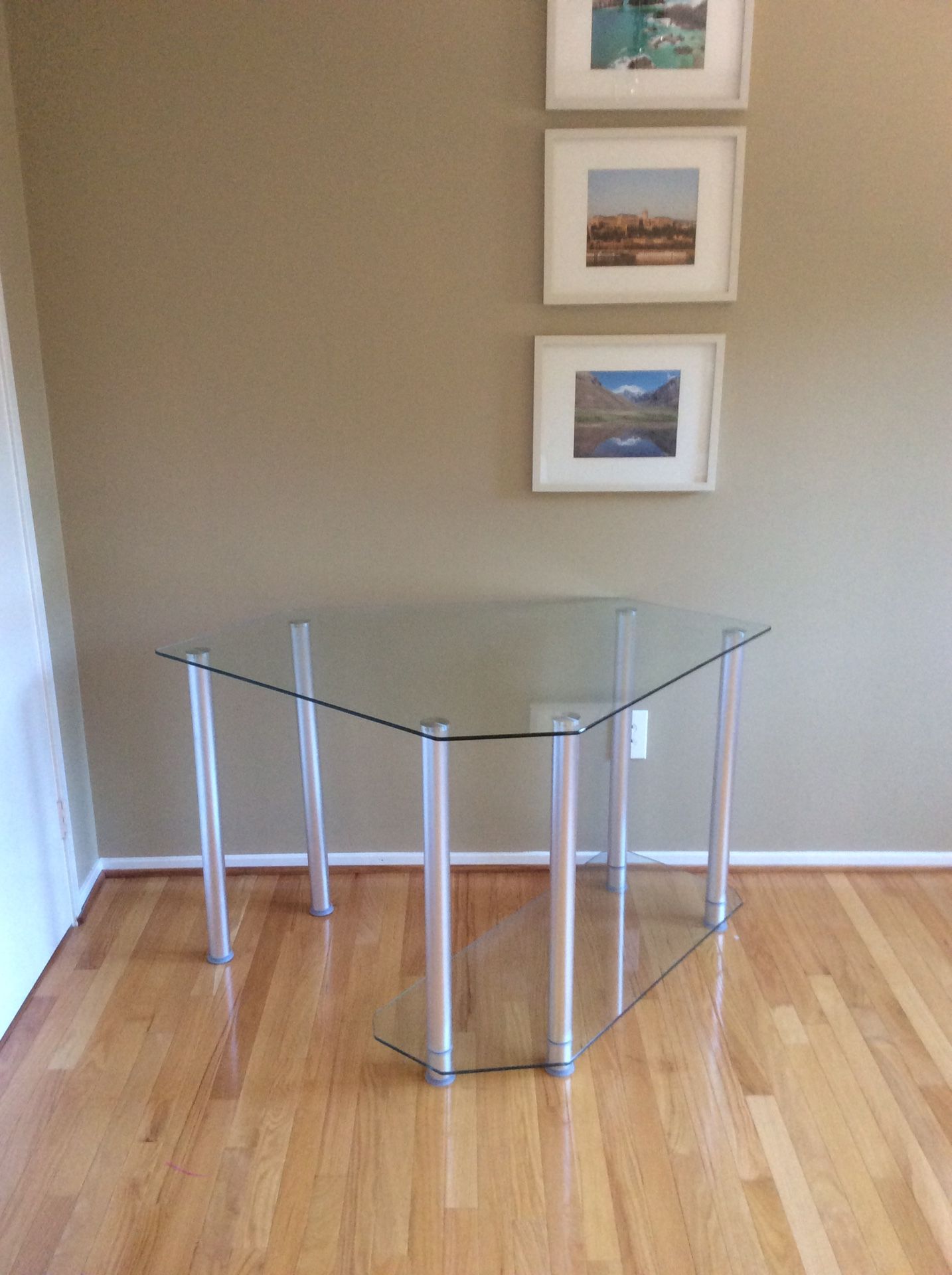 Glass and Metal Desk w/ Printer Shelf