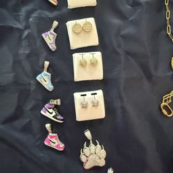 Random 925 Sterling Silver Gold Plated Anti Tarnish Jewelry Moissanite See Description For $