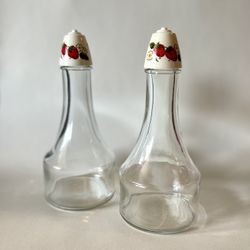 Vintage Gemco TableToppers Strawberry Vinegar + Oil Bottle Set