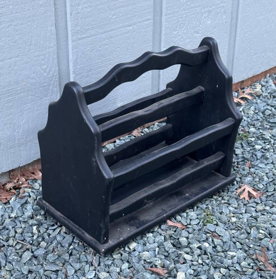 Vintage Farmhouse Wood Magazine Rack Holder Storage Organizer