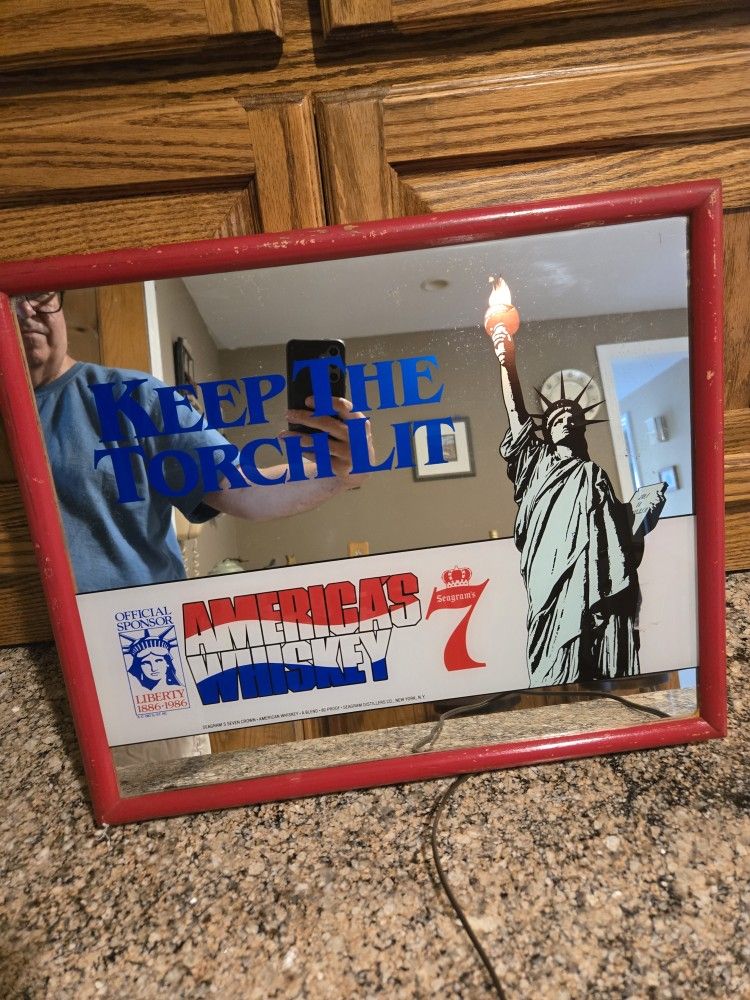 1980 Vintage Keep The Torch Lit Seagrams Bar Sign