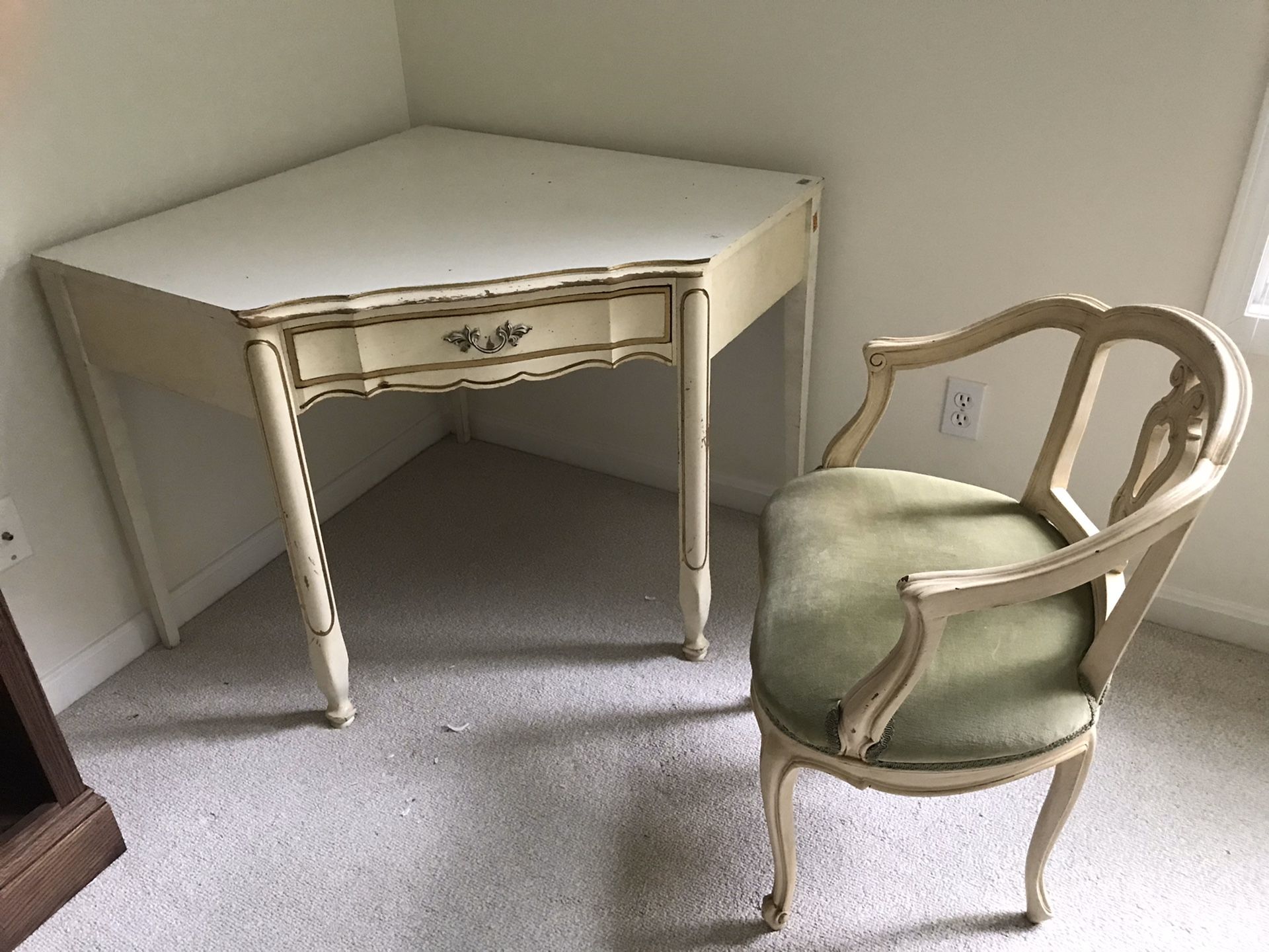 White corner desk and chair