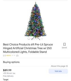 6 Ft Christmas Tree Lights Included 