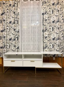 Brand New White & Gold Storage Console