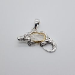 Crocodile alligator Pendant silver