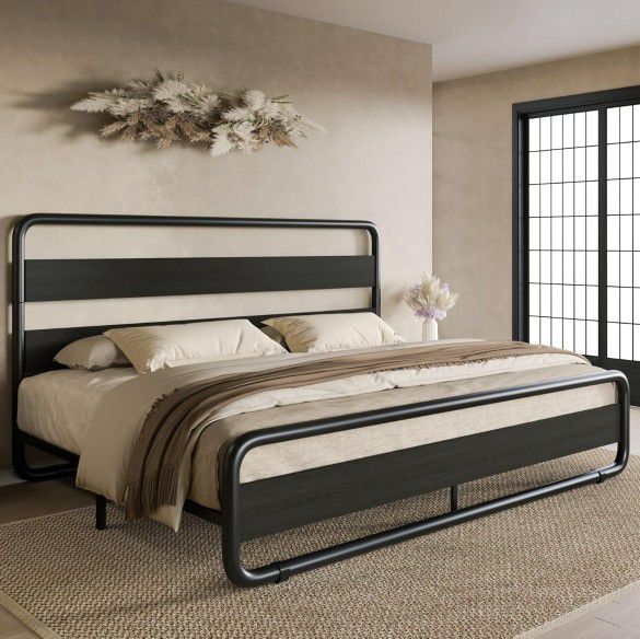 SHA CERLIN King Size Metal Bed Frame